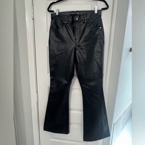 Veronica Beard Beverly Black Leather Flare Pants